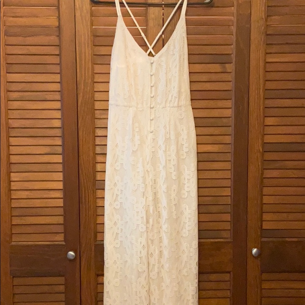 Capri bottom Jumpsuit white lace